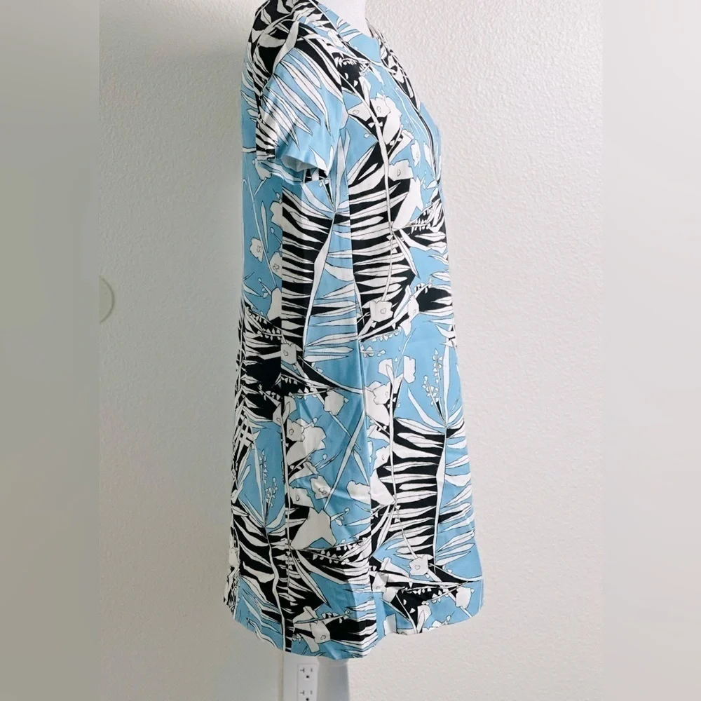 ESCADA Dratissa Sky Blue Botanical Print Shift Dress Size 34 or US size 4